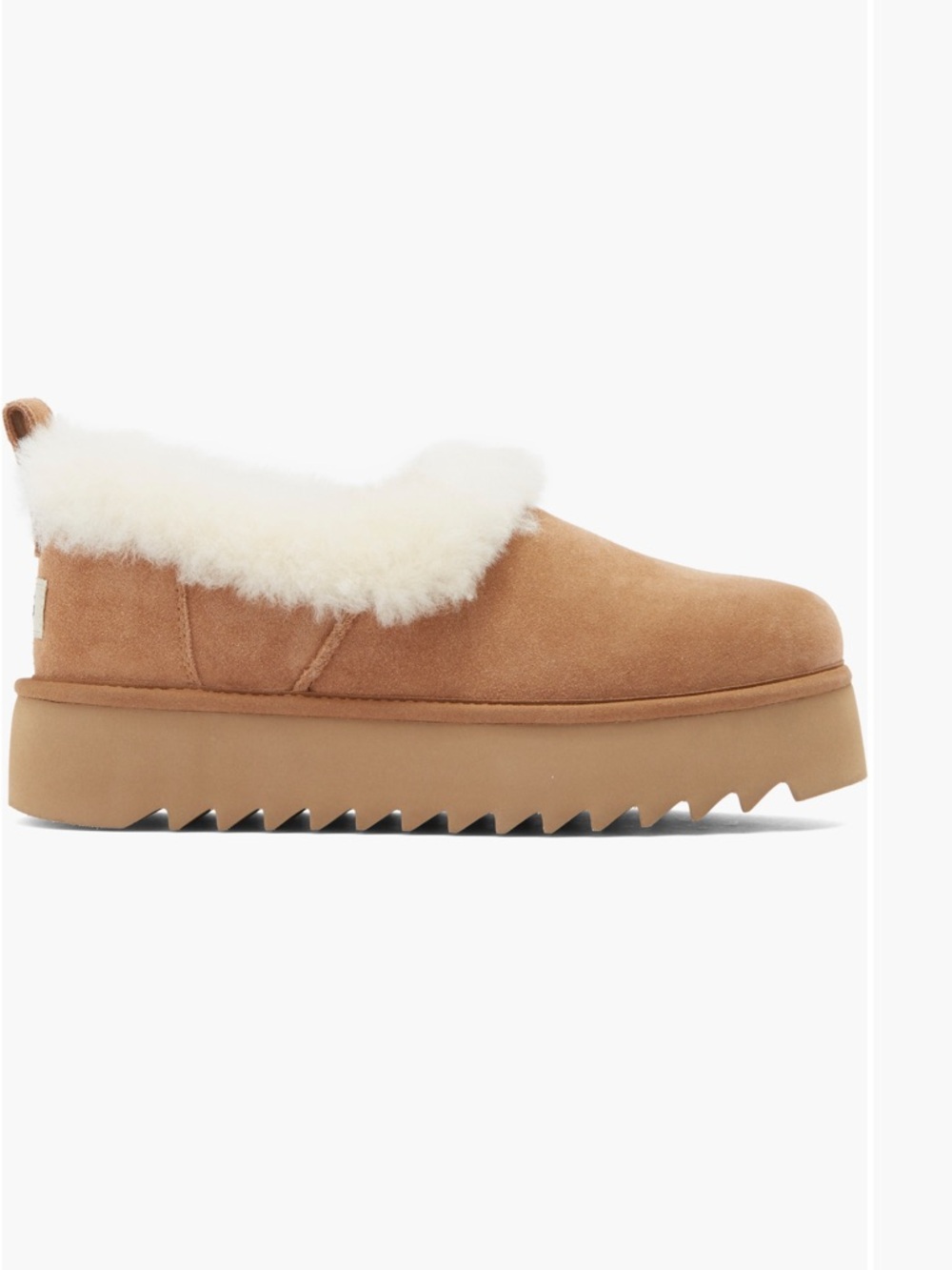 UGG Chestnut Suede Shearling Platform Clog - Natural Shearling